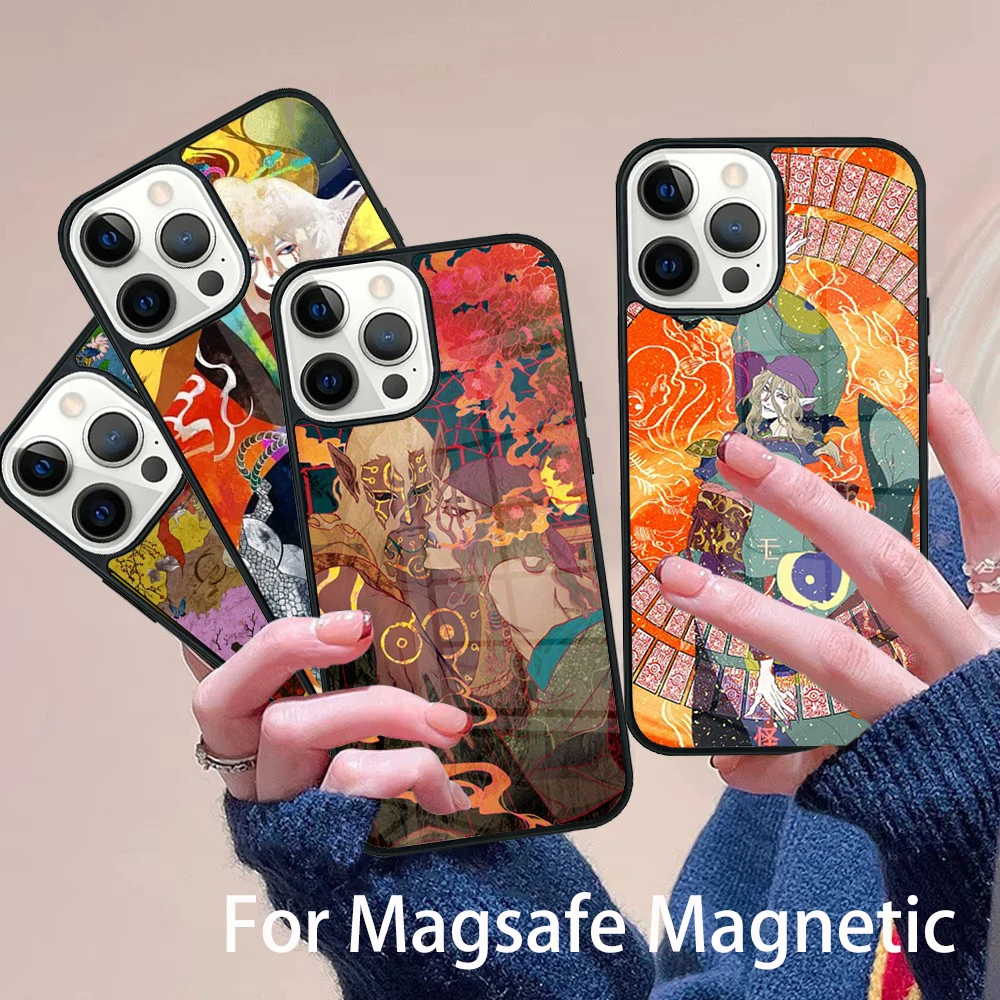 

Ukiyoe mononoke Kusuriuri Phone Case Magesafe Magnetic Wireless Charge Cover For IPhone 16 11 12 13 14 15 Pro Max Plus Mini