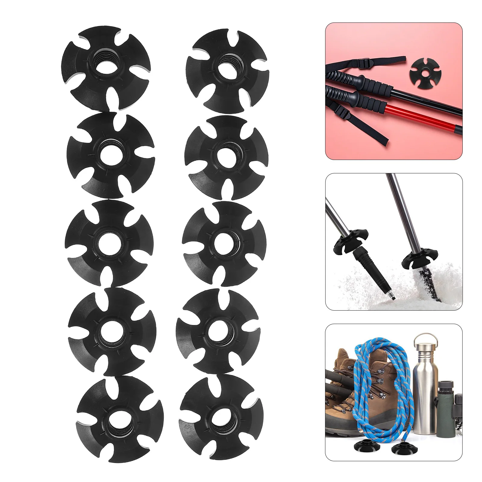 

10Pcs Trekking Pole Accessories Mud Baskets Tip Protectors Hiking Poles Winter Sports Outdoor Stability Parts Trekking Pole Tips