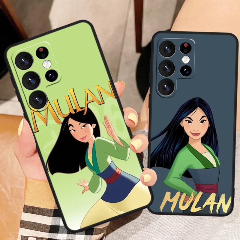 Disney Mulan Princess Cartoon For Samsung Galaxy S24 S23 S22 S21 S20 FE S10 Ultra Plus Shockproof Soft TPU Black Phone Case