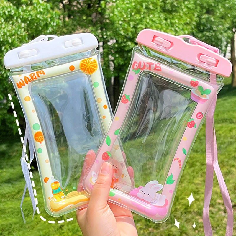 Cartoon Cute Airbag Mobile Phone Waterproof Bag Touch Screen Waterproof Phone Bag Swim Diving Surfing Transparent Dust Seal Bags