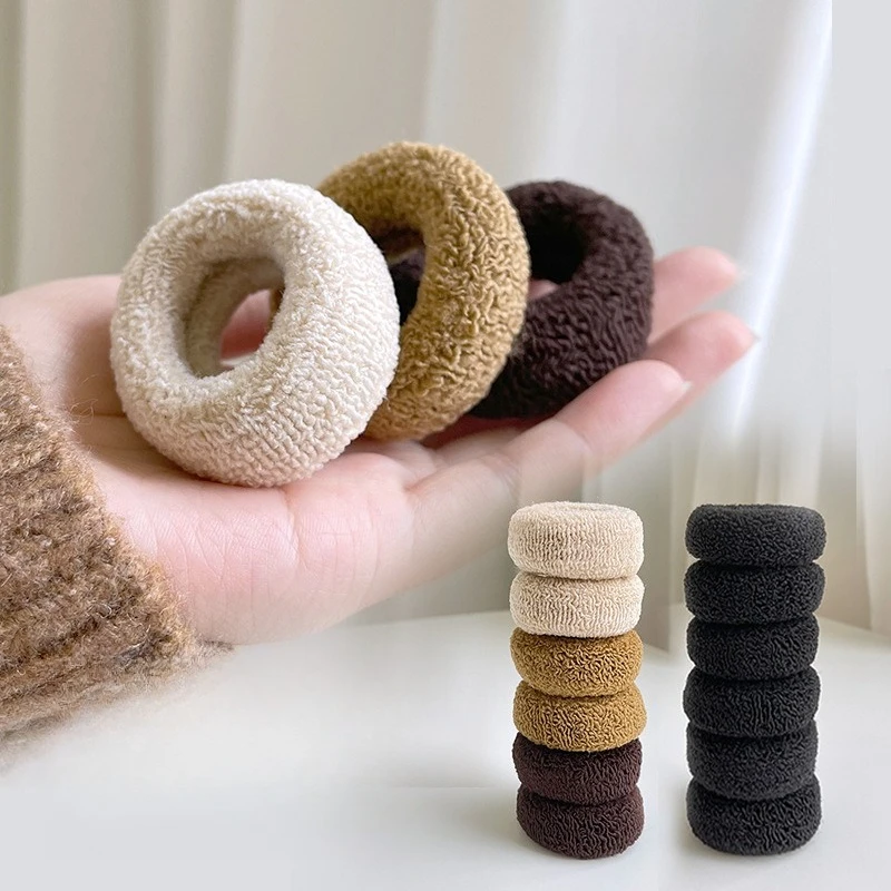12pcs for Women and Girls Black Soft Elastic Cotton Sponge Elastic Wide and Thick Hair Elastic Ponytail Hair Accessories