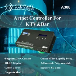 8Ports Artnet Controller SPI/TTL & DMX Pixel LED light AC100V～240V for Indoor Lighting,supports Madrix, SD Card,DMX512 Console