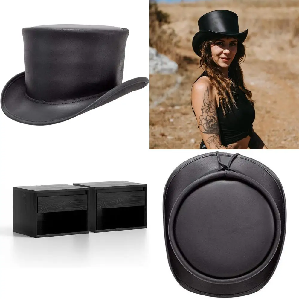 

Leather Top Hat for Men and Women - Classic El Dorado Style Hat with Elegant Design