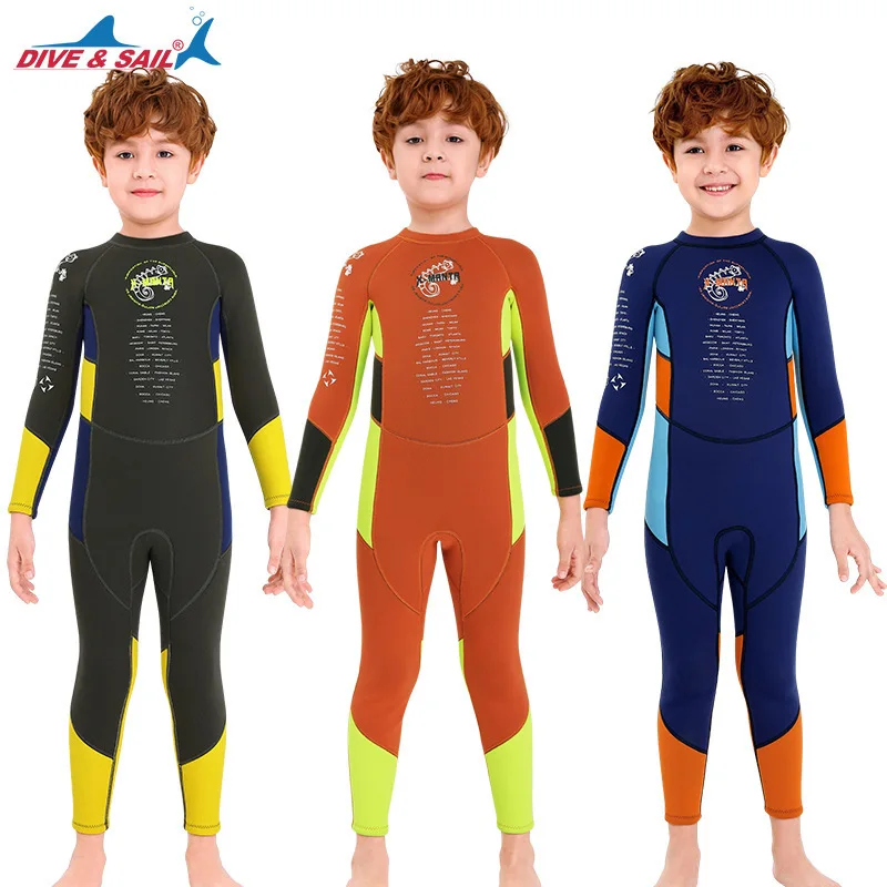 children's diving suit 2.5mm one-piece long sleeve warm boys' snorkeling surfing waterproof mother swimsuit