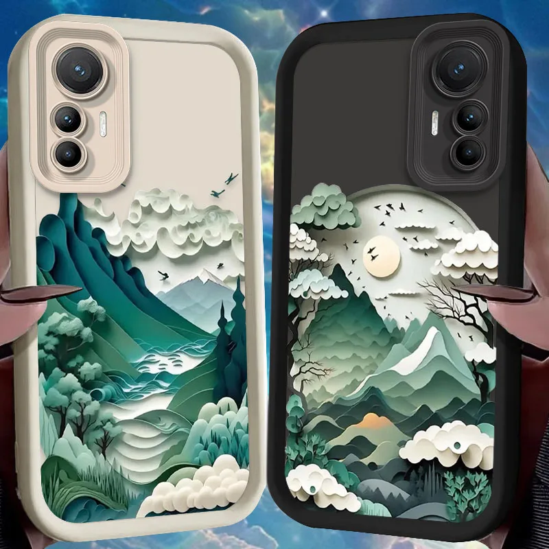 Paper Art Landscape Printing Case for Xiaomi 14T 13T 12T 11T 13 12 11 Lite 5G NE POCO X6 X5 F6 F5 F3 X4 GT X3 NFC M6 Pro 4G Capa