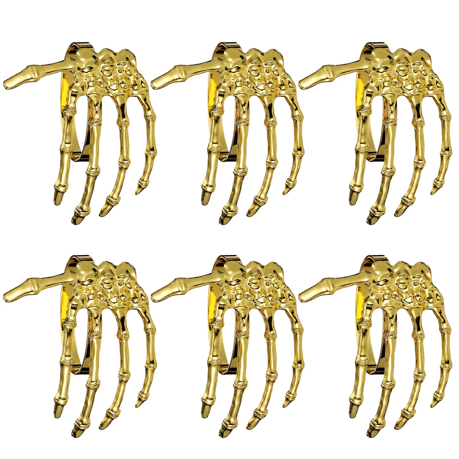 

6Pcs Halloween Ghost Hand Shaped Napkin Buckles Delicate Alloy Napkin Rings Decorative Table Ornaments Party Supplies