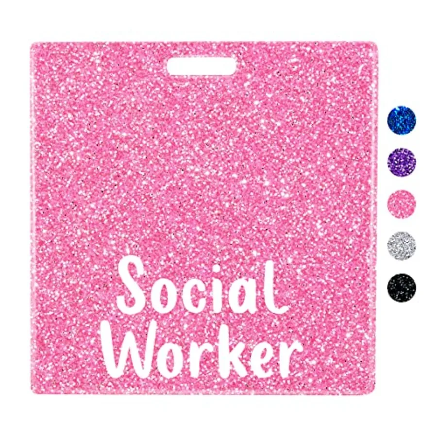 

Social Worker Badge Buddy Card Holder Nurse Nursing Accessories Glitter Horizontal ID Name Identification Tags Hospital Work Go