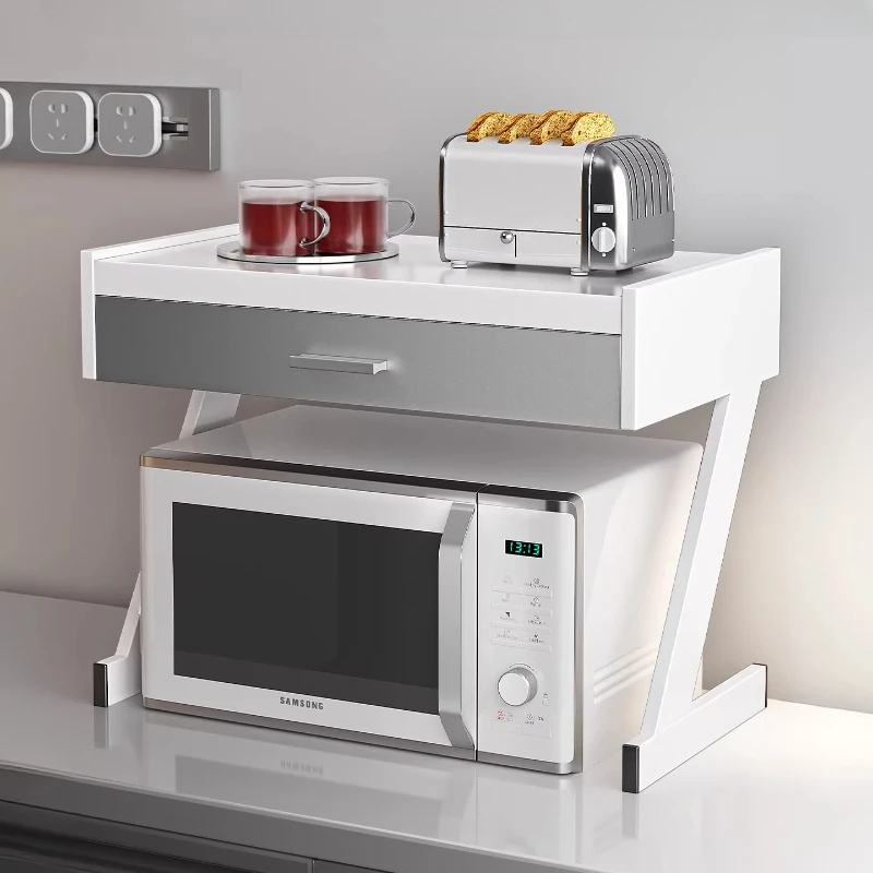 

Z-образная выдвижная подставка для микроволновки, кухонная полка для хранения рисоварки и духовки, компактный органайзер для столешницы