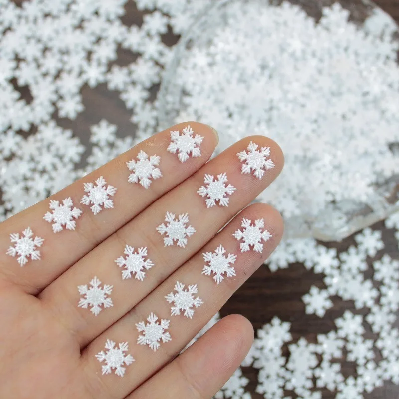 100pcs Resin mini Cute Mini White Christmas Snowflakes Nail Art Flatback Rhinestone DIY Christmas Scrapbook Crafts