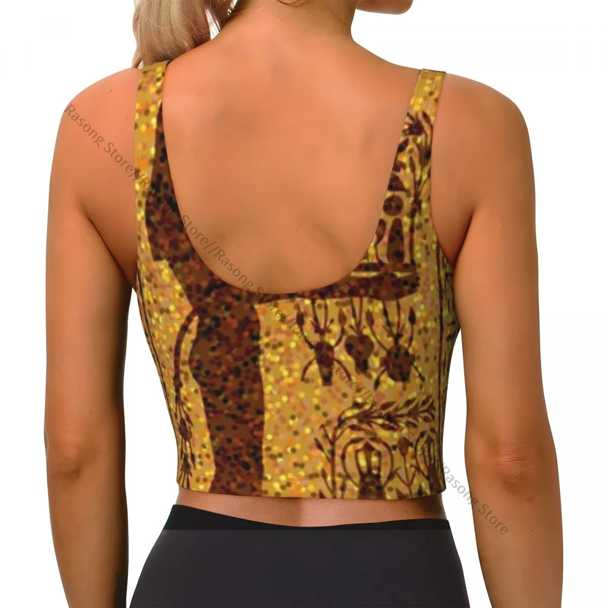 Yoga Vest Women Gym Sports Crop Tops Egyptian Hieroglyphs And Fresco Streetwear Workout Breathable Tank Top Female