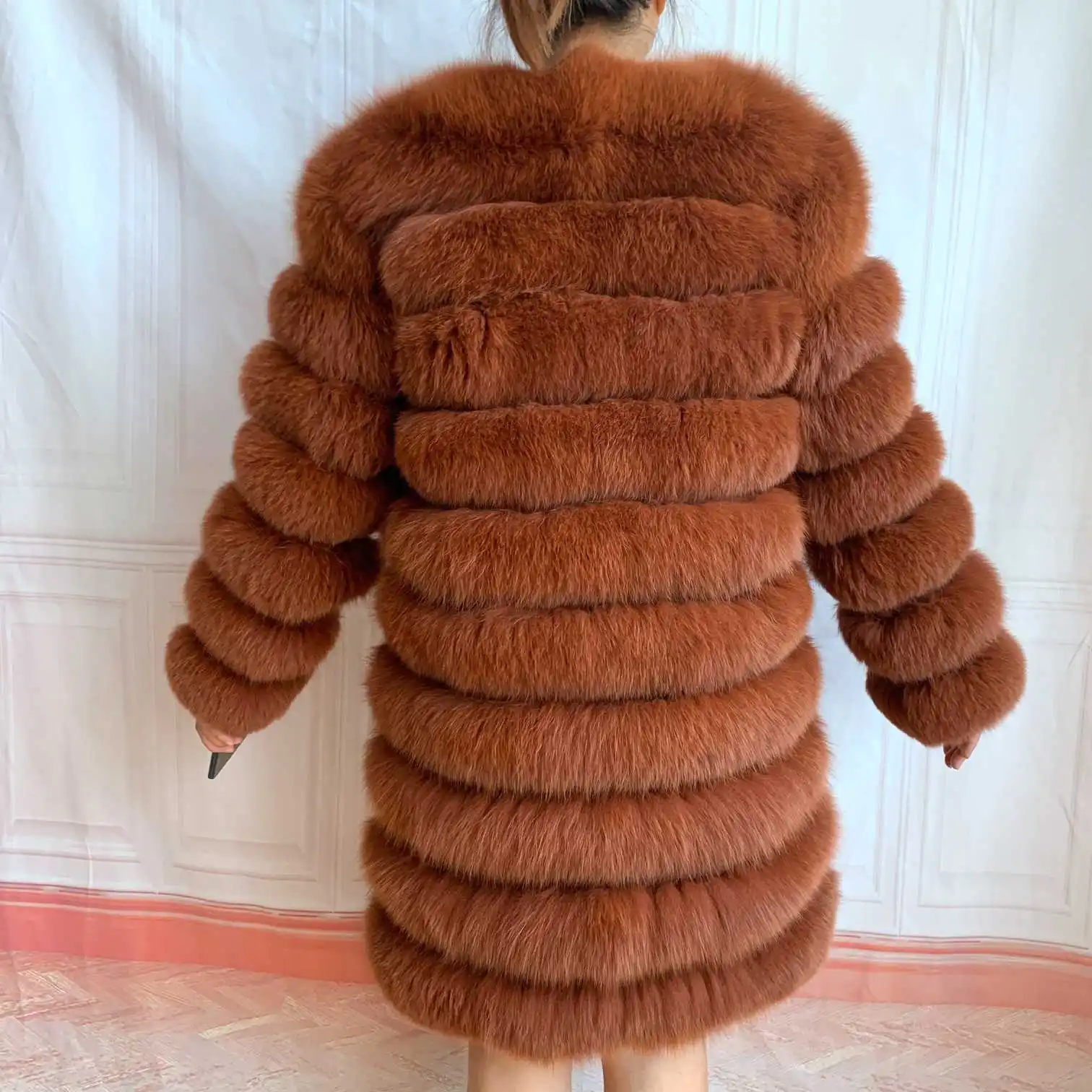 NEW 4in1 Real Fox Fur Long Coat Winter Coat for Women Jackets Vest Winter Outerwear Women Fox Fur Coat High Quality Fur Clothes