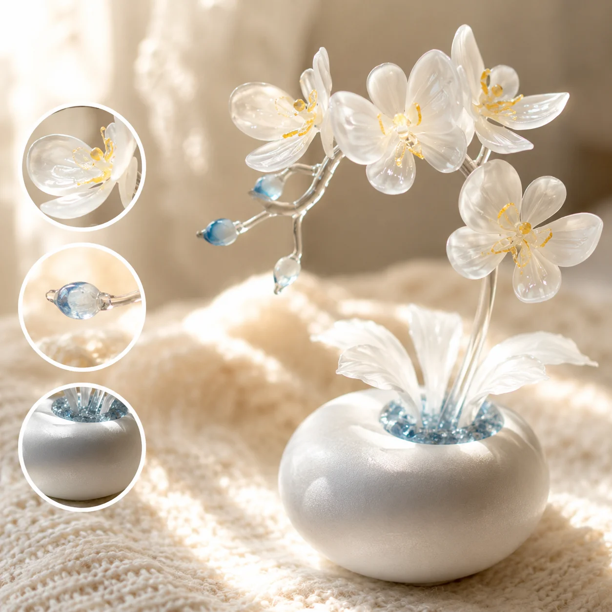 PYH light luxury handmade glazed butterfly orchid ornament living room interior decoration flower decoration art