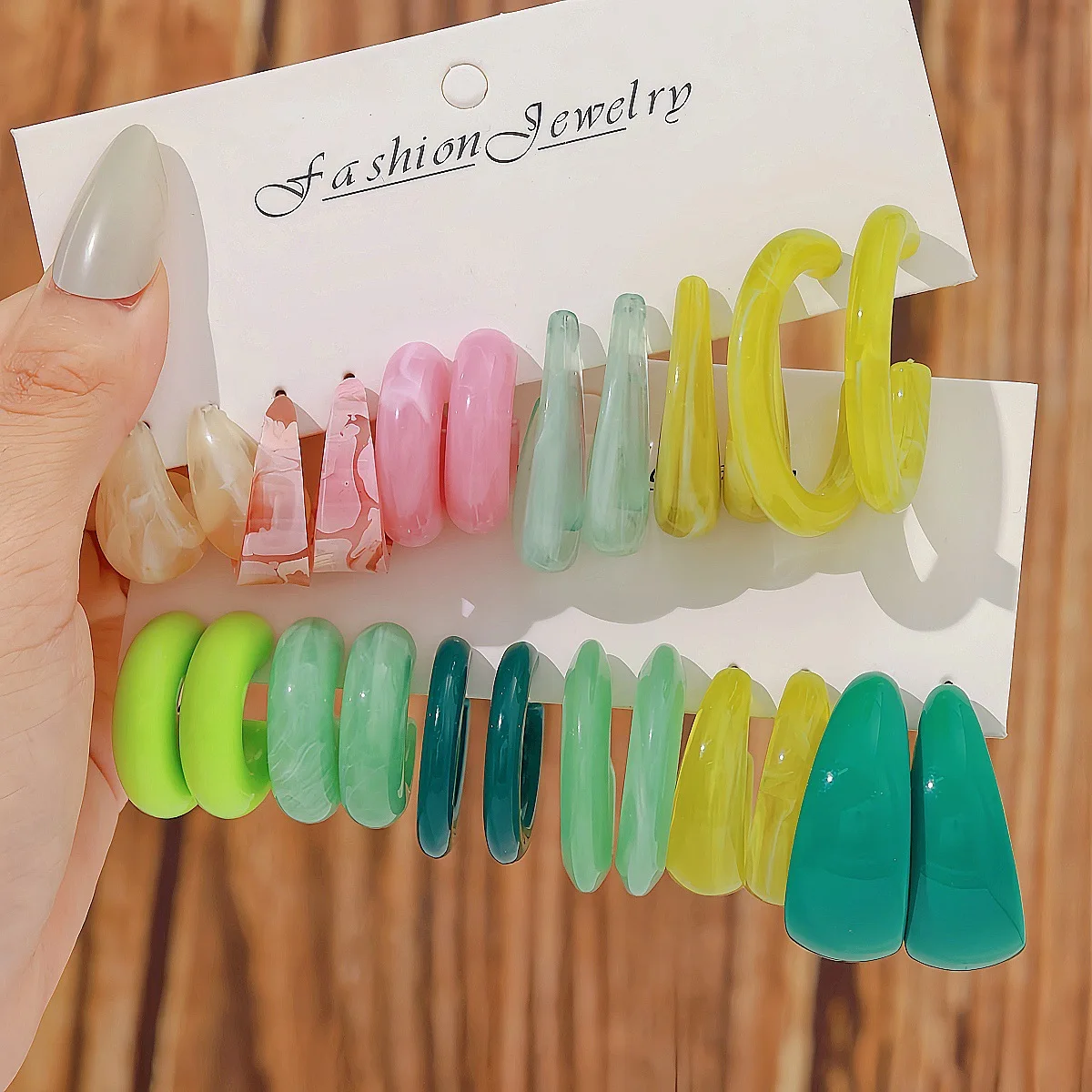 Elegant Resin Drop Earring Set Exaggerated C-Shaped Design Versatile Daily & Party Wear Ideal Valentine'S Day Gift For Women