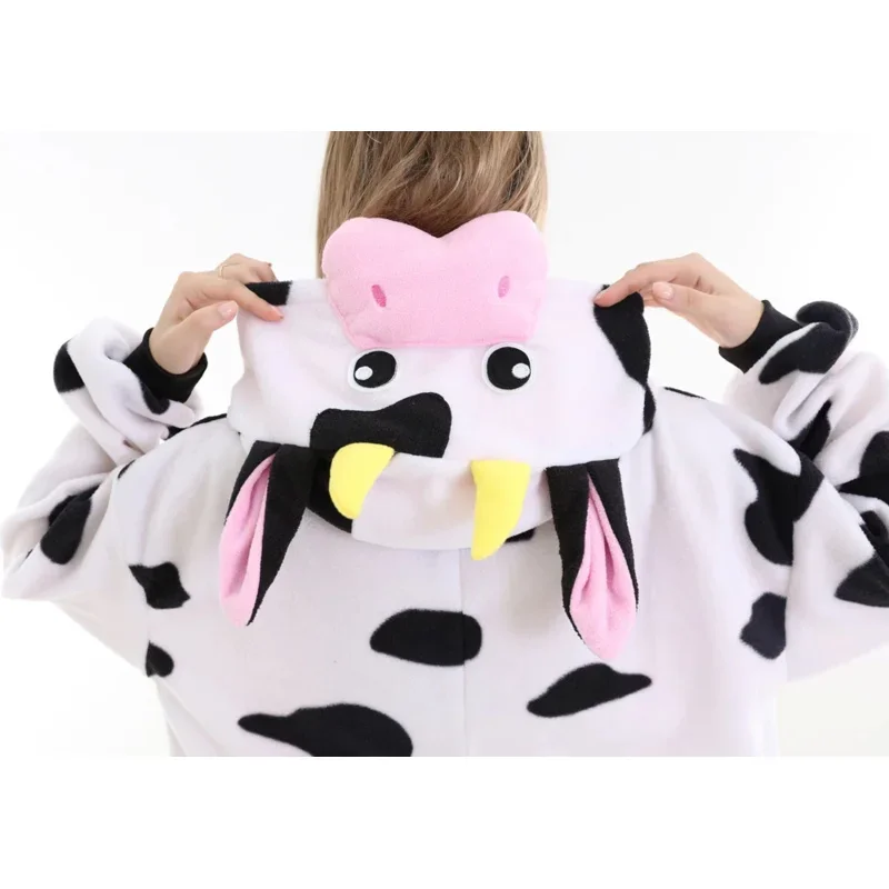 Adulto vaca onesies pijamas anime cosplay traje unisex kigurumi dos desenhos animados festa macacão para feminino masculino mn7