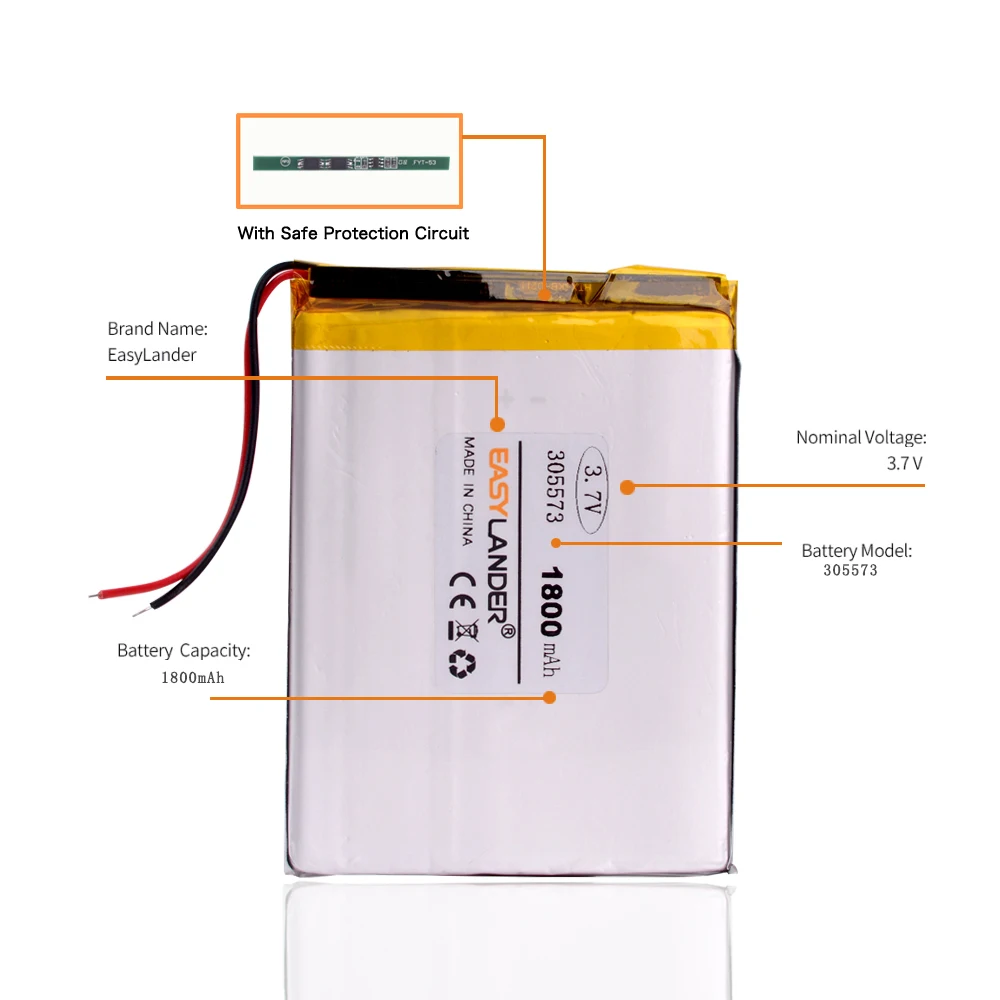 305573 3.7V 1800MAH li ion polymer battery 305674 MP3 MP4 DVD DVR GPS pocketbook battery 305575