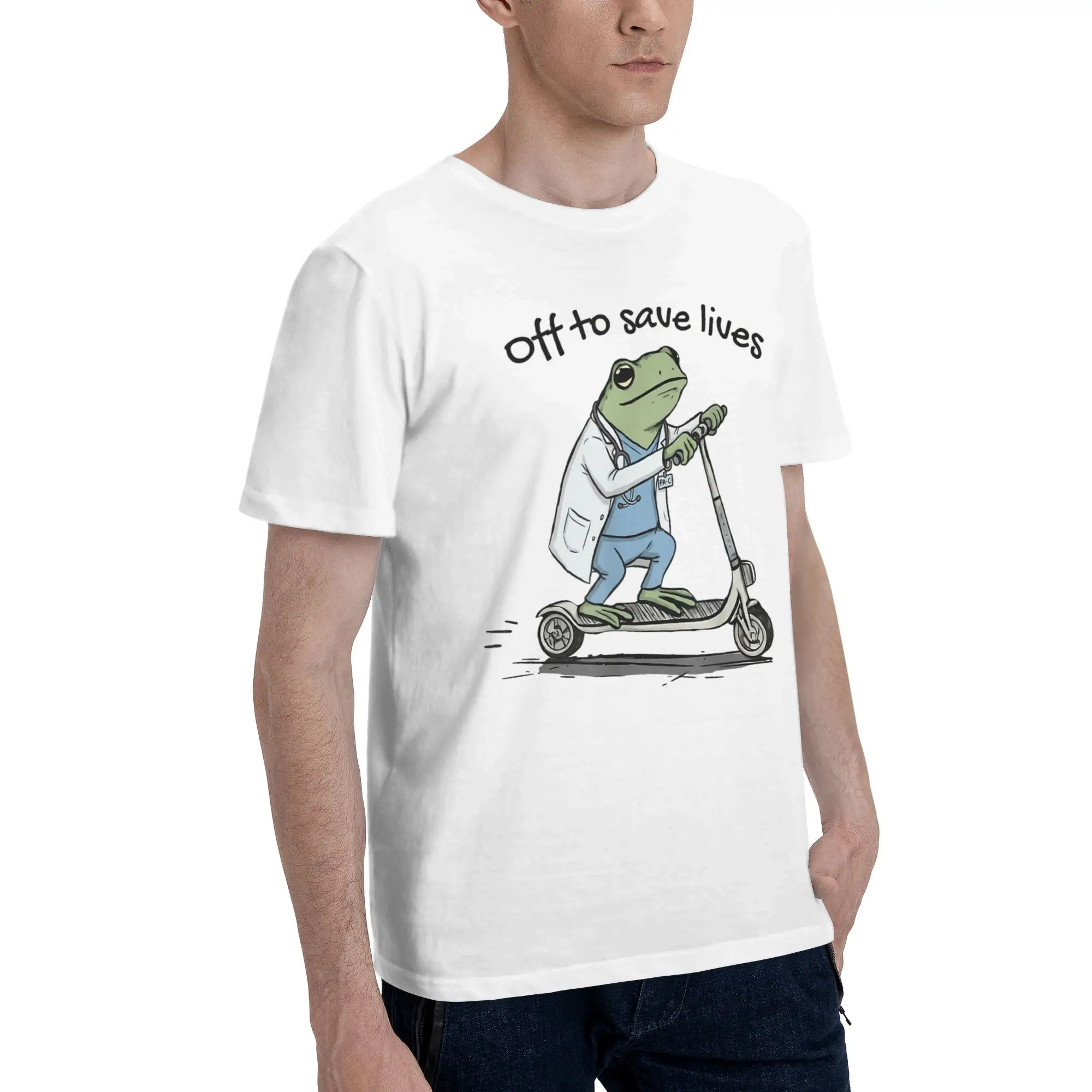 Men Women Printed Off to Save Lives Funny Frog Physician Assistant PAC Medical  T Shirt Tee Cotton  T-shirts Clothing