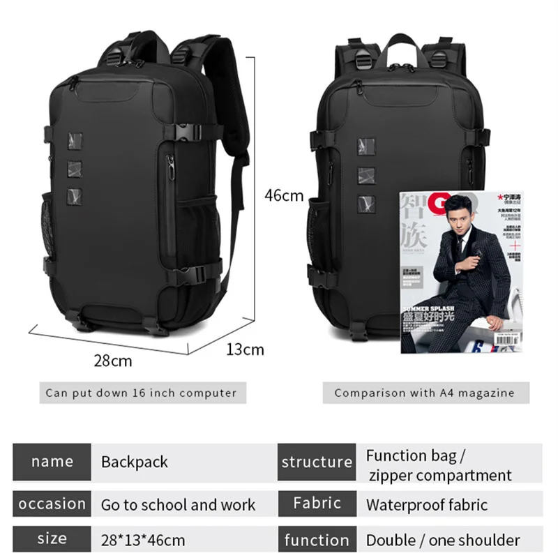 Men's 17.3''Laptop Backpacks USB Charging Travel Backpack Large Capacity Teenager Schoolbag Male Waterproof Bag Mochilas