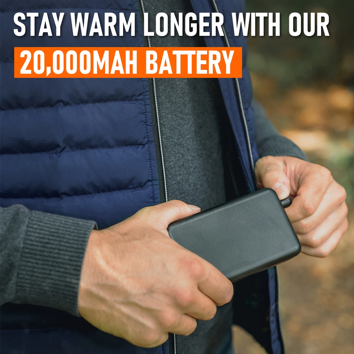 Contains 20000mAh power bank heating vest, USB three-speed heating for men and women for outdoor hunting and camping