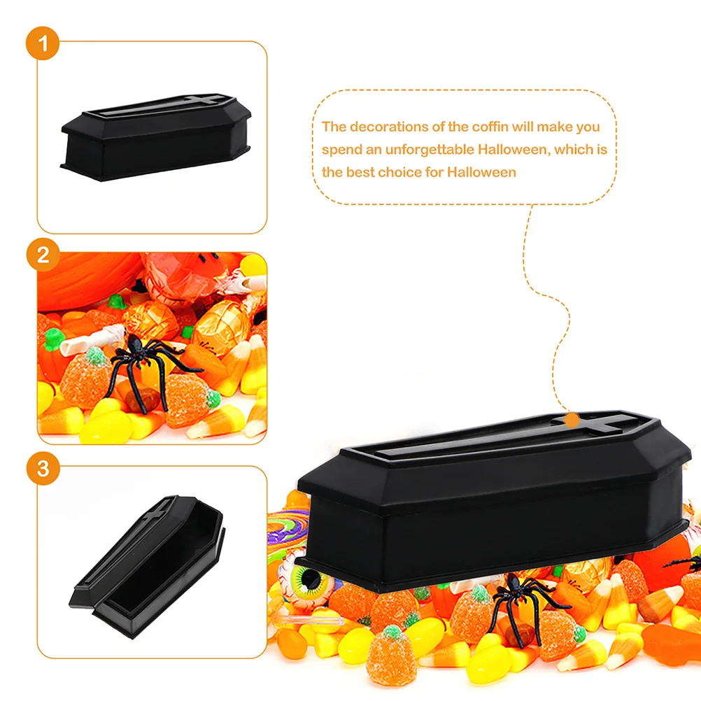 5 Pcs Coffin Box Statue Miniature Boxes Ornament Coasters Black Ornaments Halloween Decor Wallet