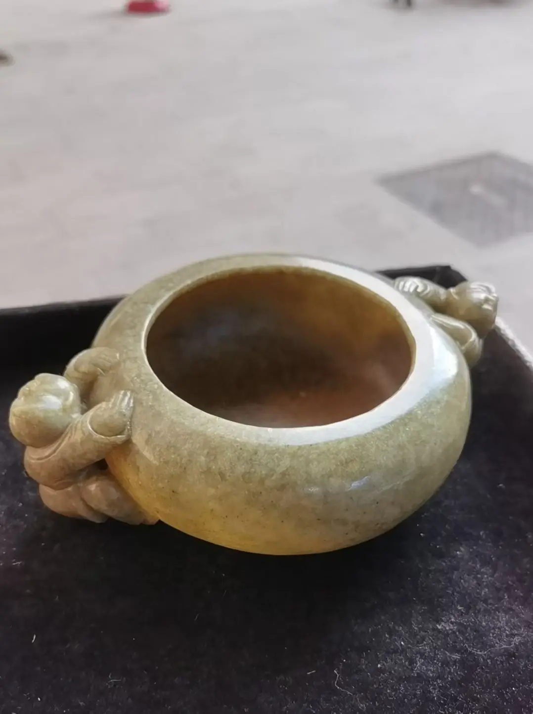 

1 шт., сокровище, китайский винтажный Hetian, старый нефрит, 2 вида, горшок с ручкой, предметы для демонстрации тотемной резьбы, амулета, Таймстаун