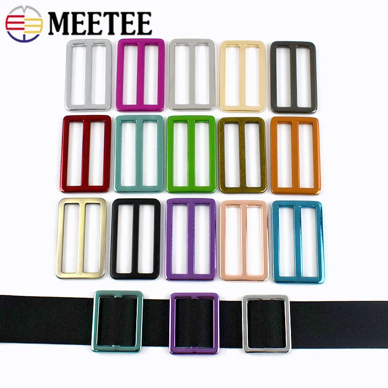 

5/10Pcs 20-38mm Colored Metal Buckles for Bag Strap Tri-Glide Slider Clips Clasp Webbing Adjust Ring Hook DIY Crafts Accessories