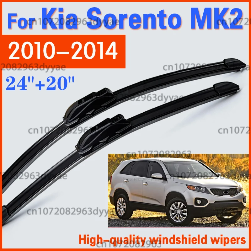 Front Wiper For Kia Sorento MK2 2010 - 2014 2011 2012 2013 Wiper Blades Windshield Windscreen Window Brushes 24"+20"