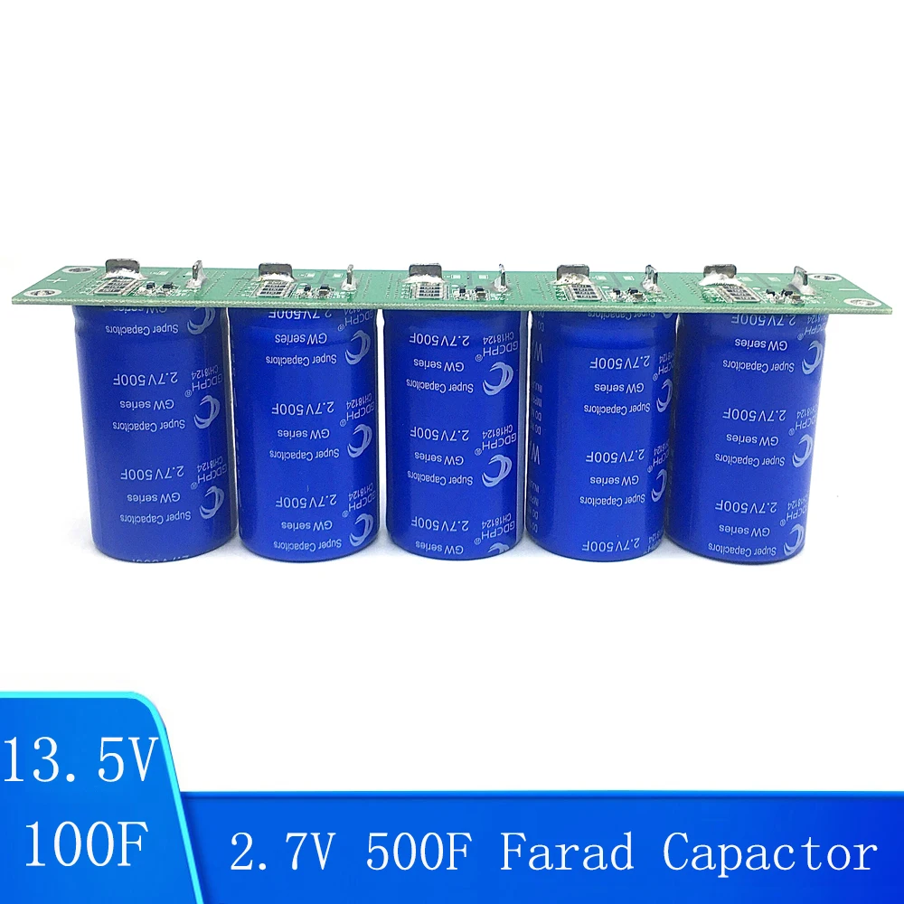 5PCS/1Set 13.5V 100F Single Row Farad Capacitor Super Capacitor 2.7V 500F 5PCS Combined Automotive Super Farad Capacitor Module