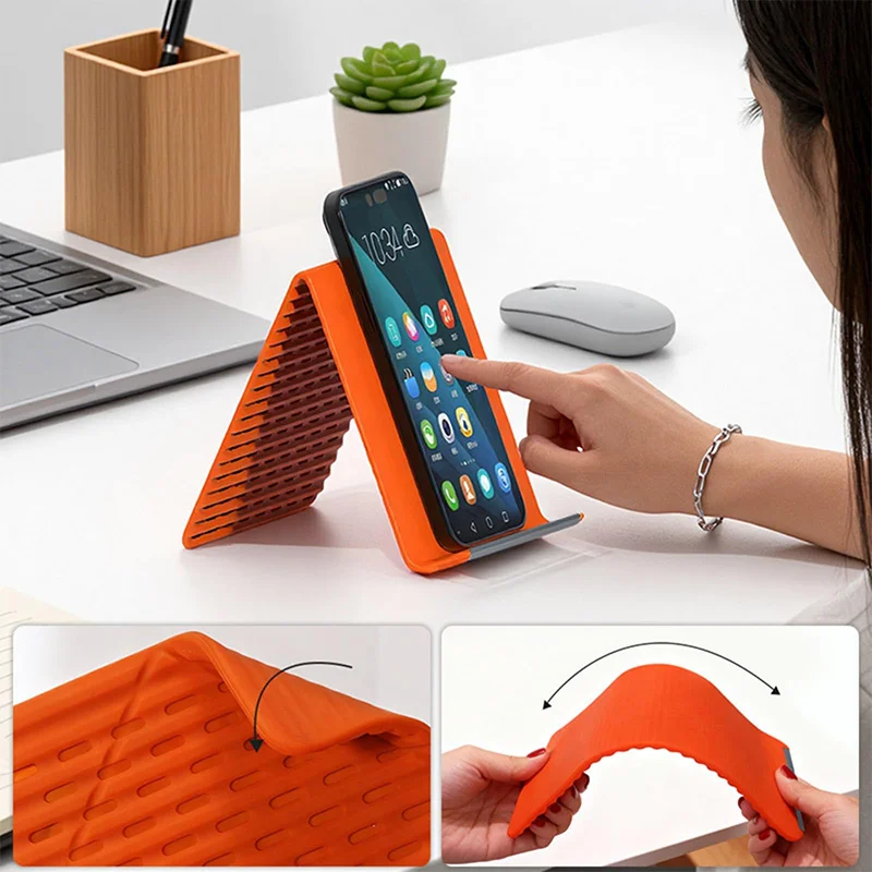 Portable Foldable Silicone Phone Stand Home Decor Freely Bendable into Any Shape Multi-angle Adjustable Stand for Cell Phone