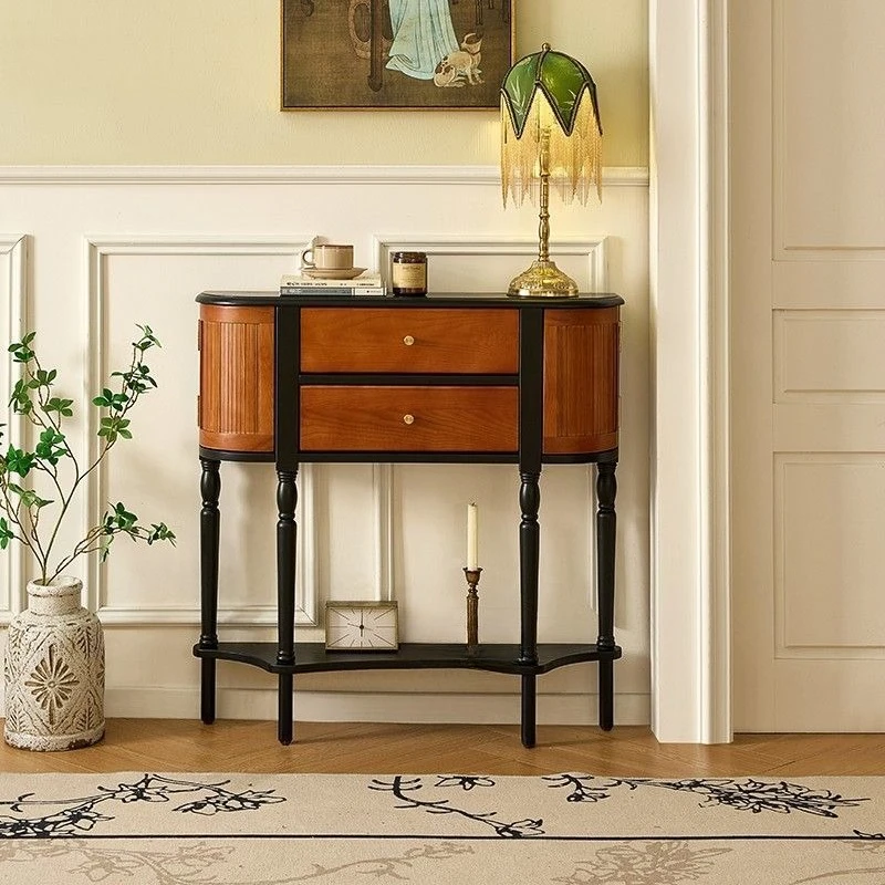 

Retro solid wood entrance table entry antique partition cabinet