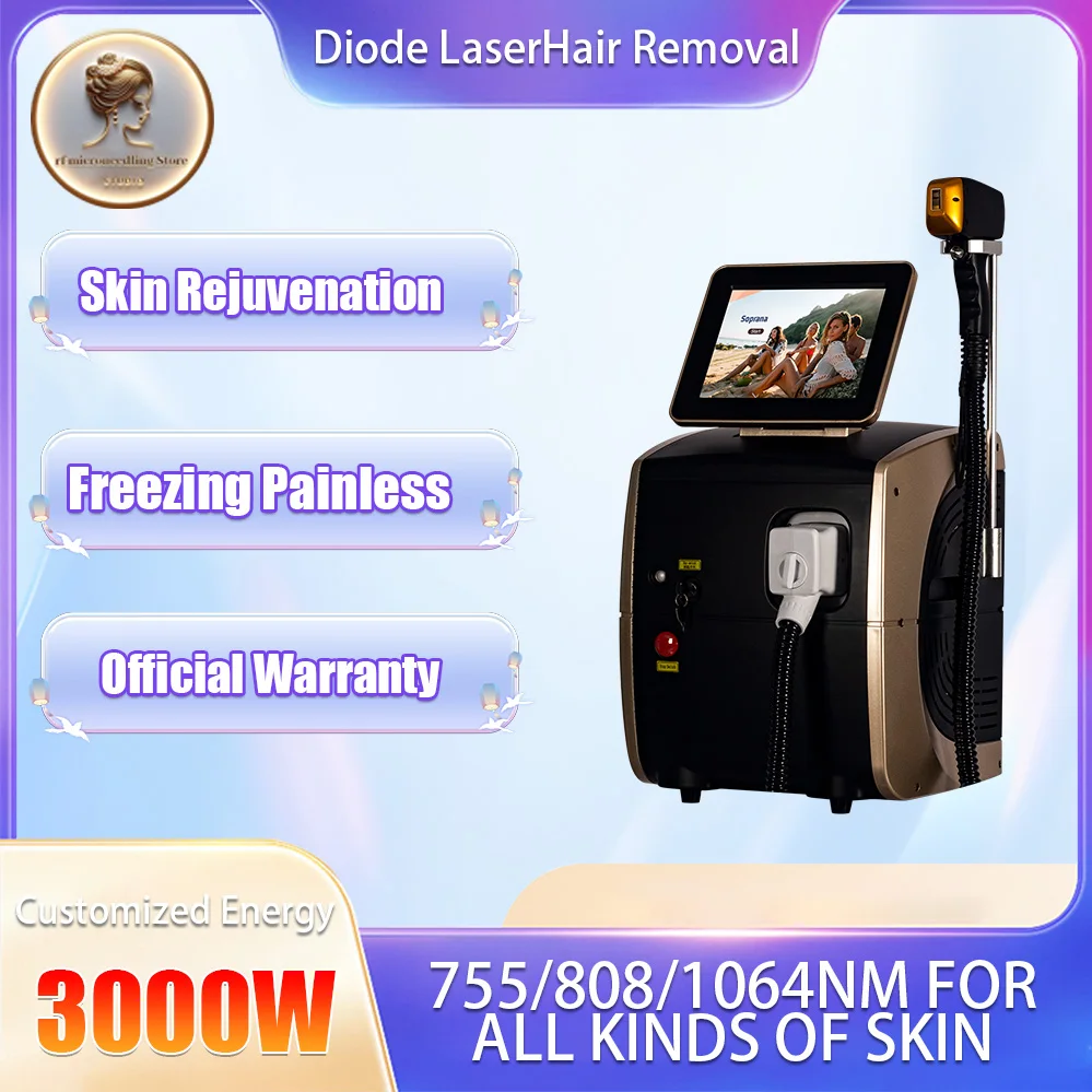 2024 New 808nm Diode Laser Hair Removal Machine 755 1064 808nm Ice Platinum Painless epilator Champagne