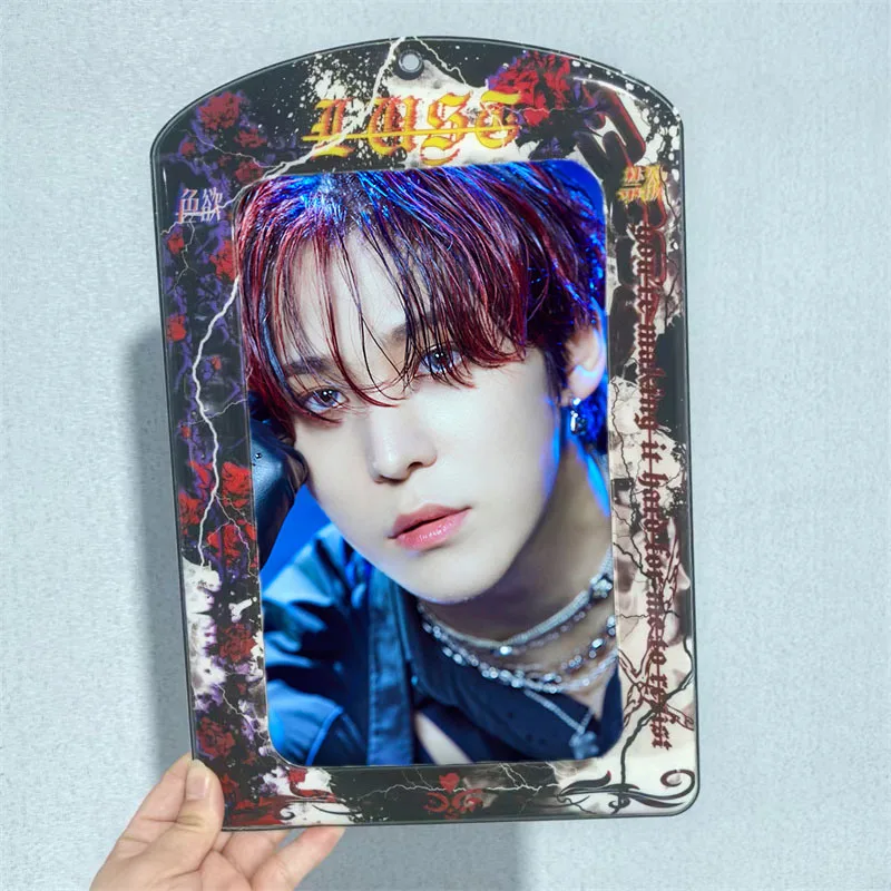 Kpop Black Rose A4 Card Holder Card Holder Giant Card Case Man Woman Group Photo Card Organizer Pendant Decoration