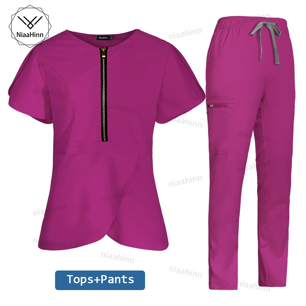 Uniformes de Hospital de laboratorio médico para mujeres, ropa de enfermería, transpirable, ajustada, Top Jogger, conjunto de belleza, Spa, gran oferta