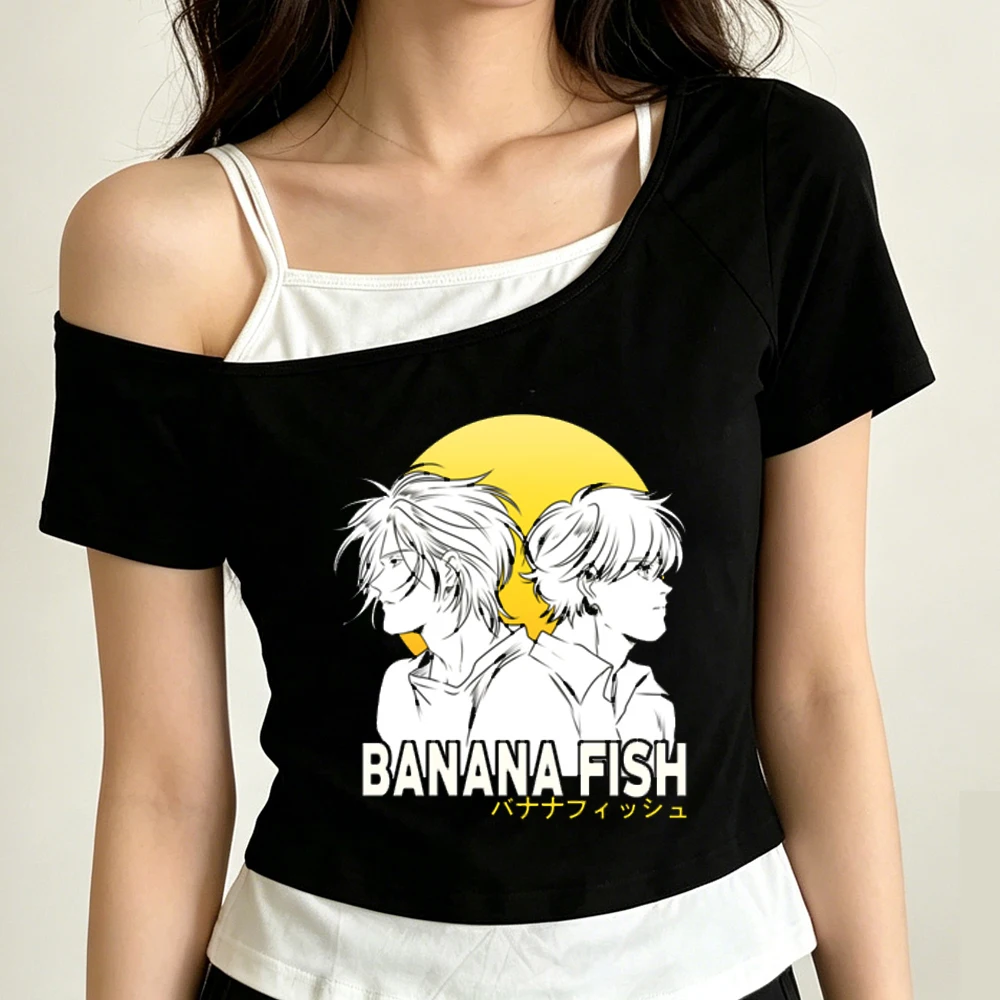 Banana Fish cropped top girl manga party kawaii anime vintage top tees japan cute streetwear meme scene