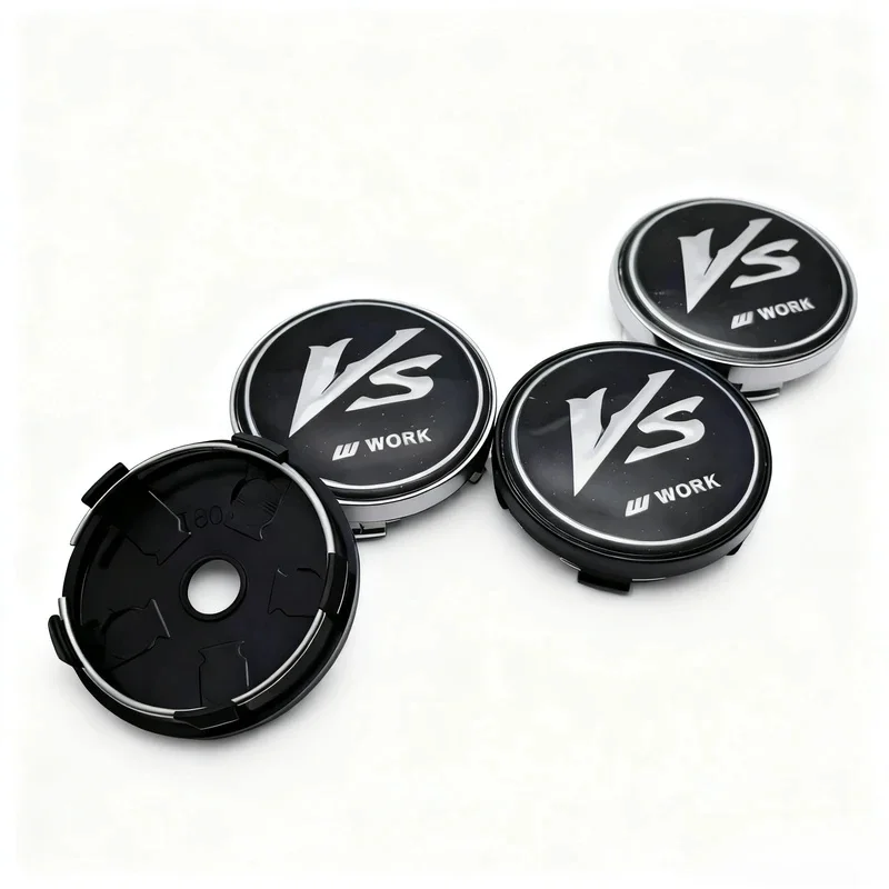 4pcs JDM VS W Work Logo Badge Emblem Car Wheel Center Caps 60MM Clips 56MM Wheels Hub Dust Cap Rim Hubcaps Cover Car Accessories