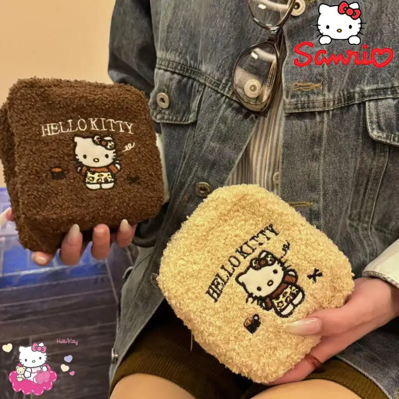 Kawaii hello kitty sacos de armazenamento bonito dos desenhos animados bordado bolsa portátil caso maquiagem viagem saco de maquiagem presente de natal para a menina