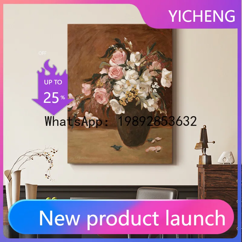 PYJ living room background wall decorative painting French high-end sense of antique door entrance cabinet hanging painting