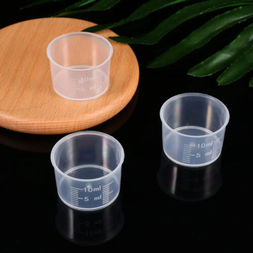 50Pcs 10ml Measuring Cup Plastic Clear Disposable Liquid Volumetric Measurement Cup Graduated Measure Beaker Kitchen Baking Tool