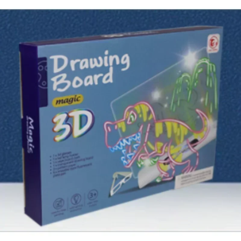 3D Magic Drawing Board LED Glow with Foundation,Light Up Painting Writing Tablet Educational Toys Birthday Gifts For Kids