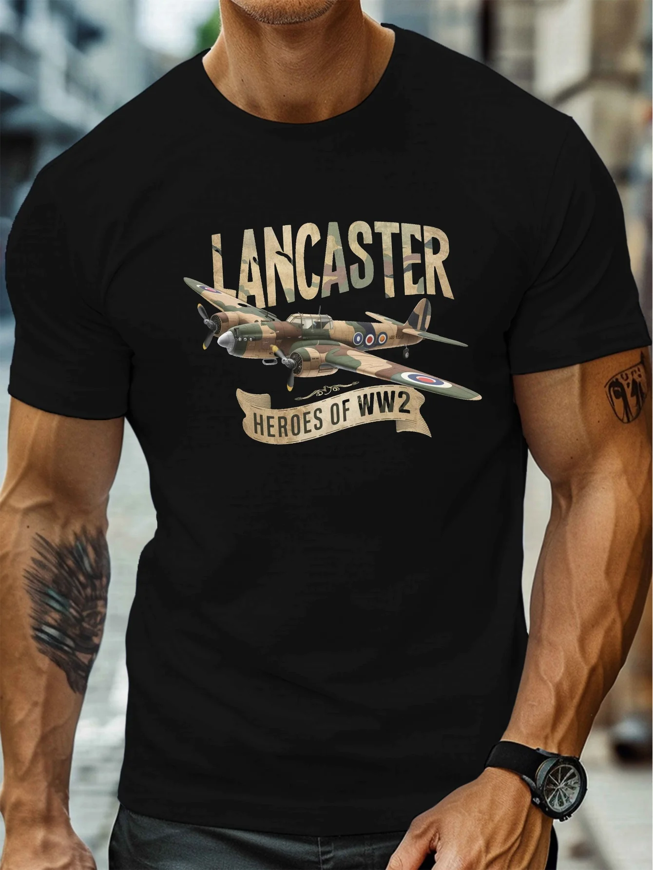 

Футболка-бомбер Royal Air Force Lancaster «Heroes of WW2», 100% хлопок, с круглым вырезом и коротким рукавом, летняя повседневная мужская футболка, уличная одежда