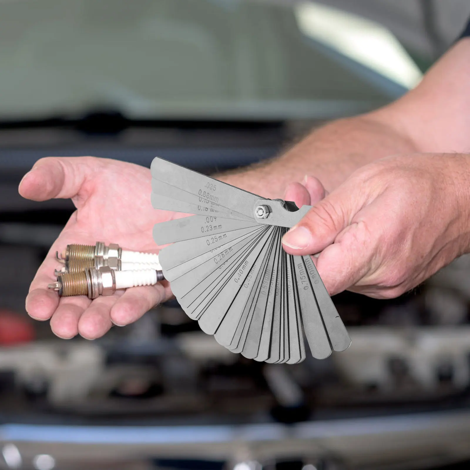 

1Set Feeler Gauge Stainless Steel Thickness Gauge Set Dual Marked Metric Imperial Gap Valve Measurement Tool Gap Measuring Tool