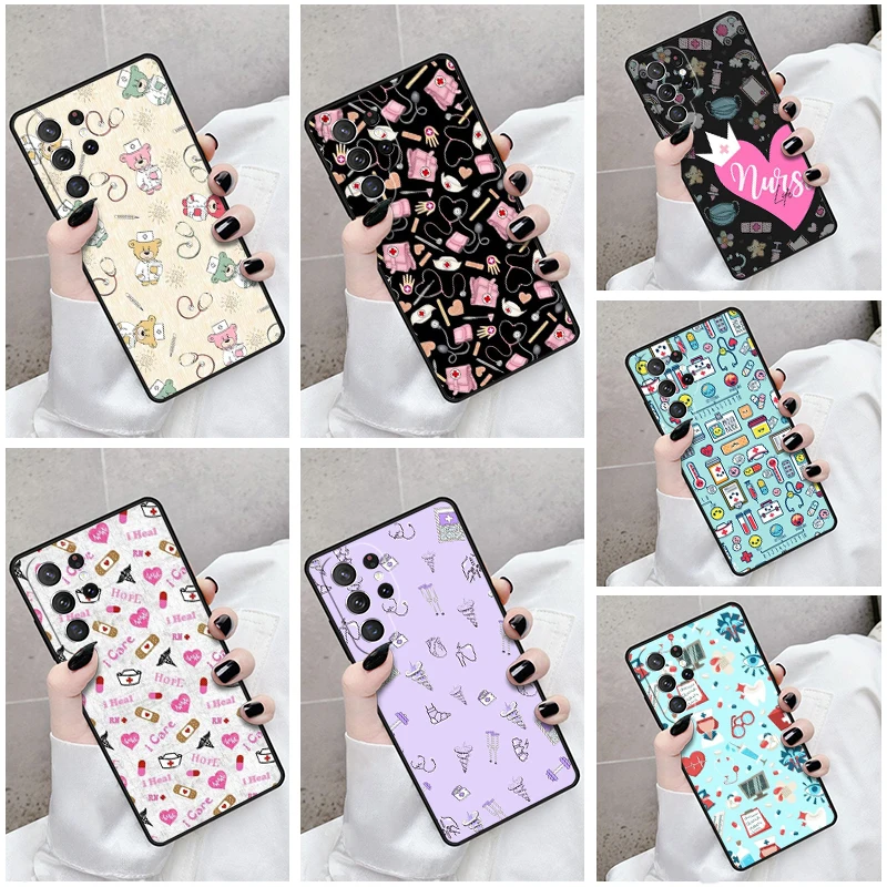 Phone Case For Samsung Galaxy S24 S23 S21fe S22 Ultra Plus Note 10 20 S8 S9 S10 Cover Hospital Medical Themed pattern