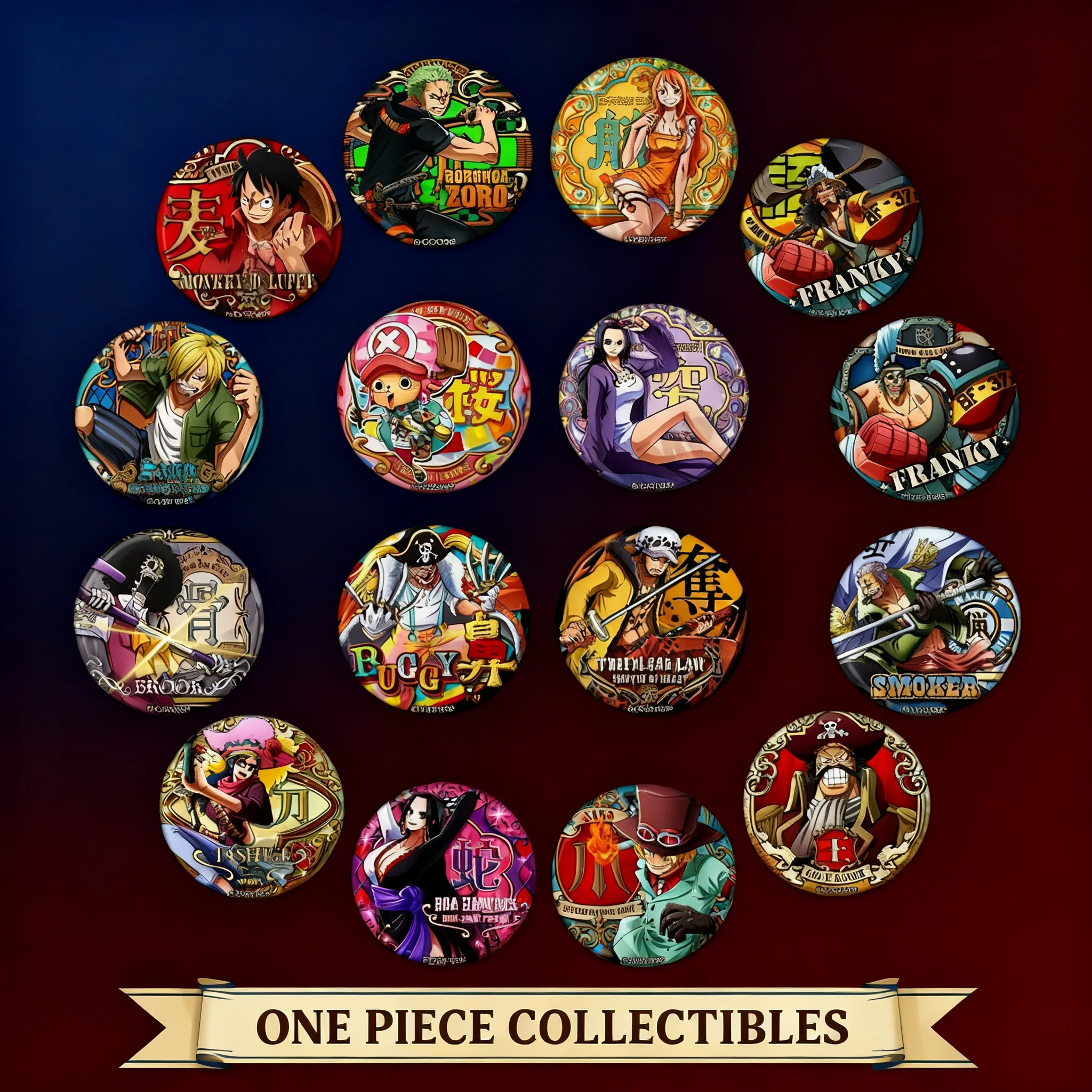 

One Piece Anime Badge Pin Luffy Zoro Law Sanji Sabo Nami Supernova Cosplay Accessories Merchandise Collectible Gift for Fans