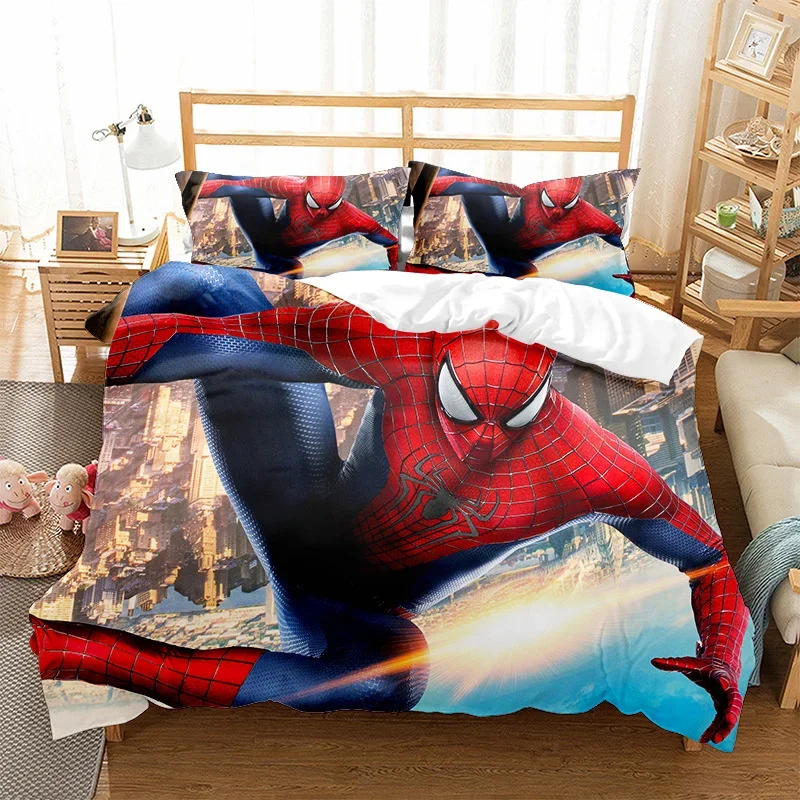 Disney Cartoon Spiderman Printed Duvet Cover Sets Bedding Set Pillow Case Single Double Twin Full Queen King Bed Clothes For Boy