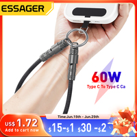 Essager 60W Type C To Type C Fast Charging Cable  For iPhone 16 Xiaomi Huawei  Lanyard  Halter Neck Wrist Multifunctional Cable