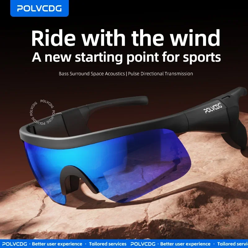 

POLVCDG Bone Conduction Bluetooth Glasses Anti-UV 400 IPX5 Riding Goggles for Mountain Climbing Cycling And Running