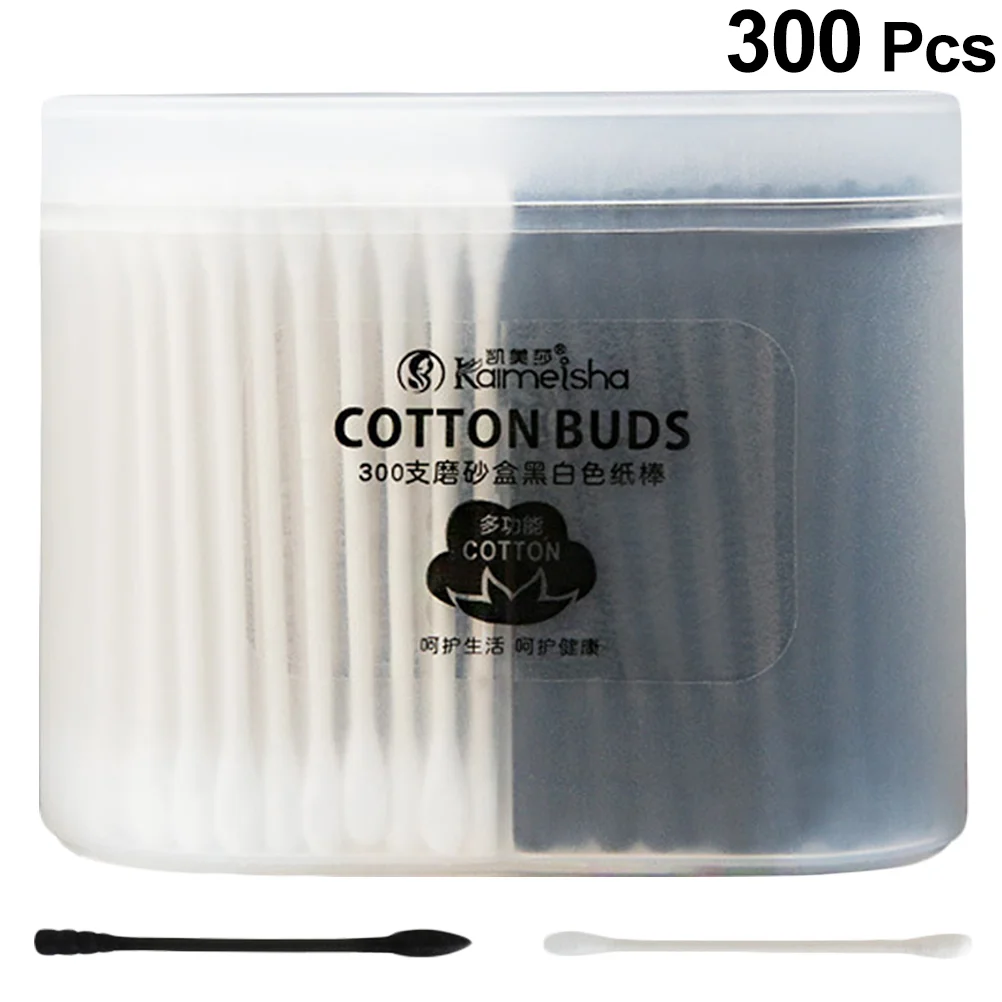 300pcs 서리로 덥은 상자 포장 면봉 다목적 더블 헤드 면봉 청소 메이크업 도구 면봉