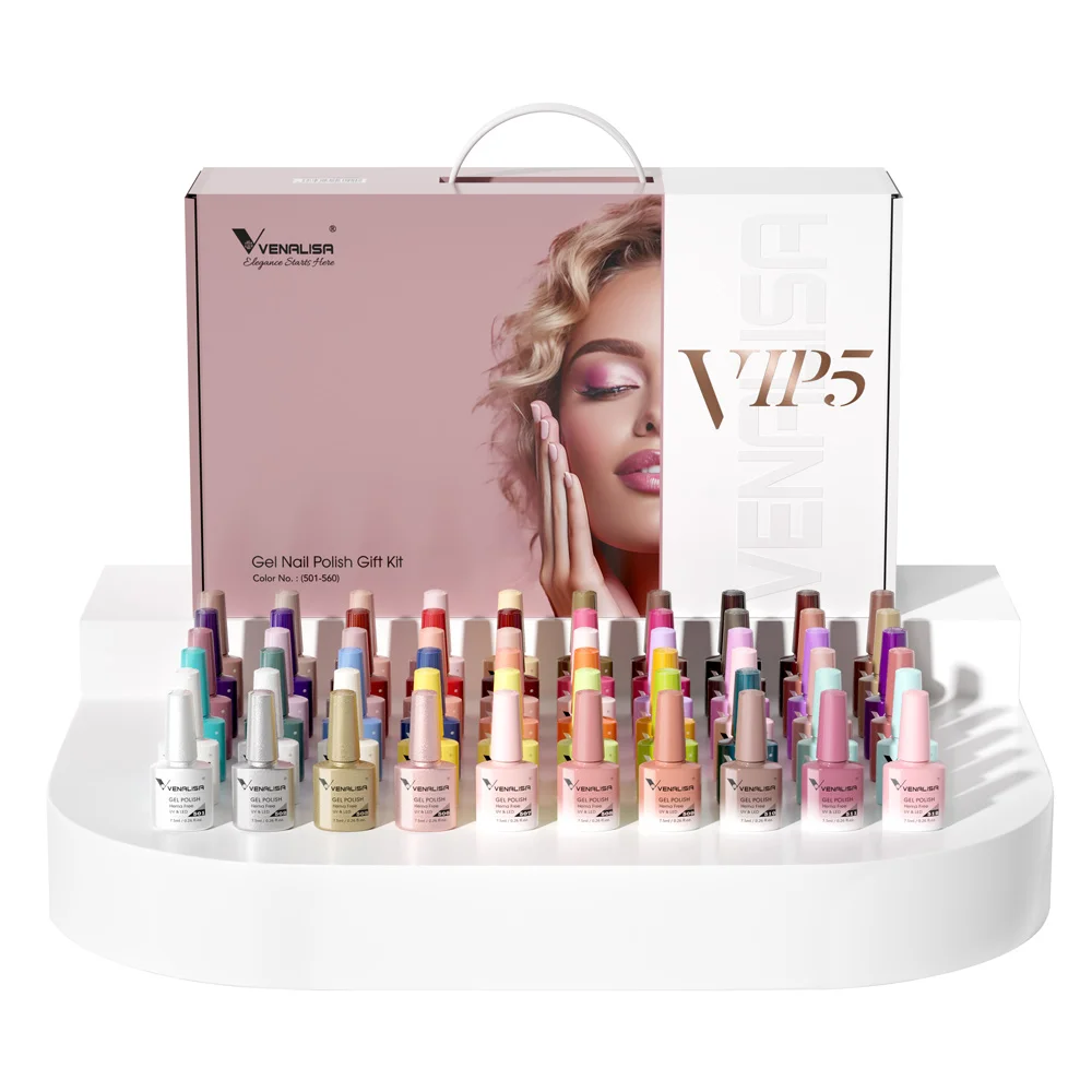 VENALISA VIP Kit Nagelgellak 60 kleuren TPO/HEMA GRATIS Volledige dekking Perfect pigment Professionele nagelkunst Langdurige gel