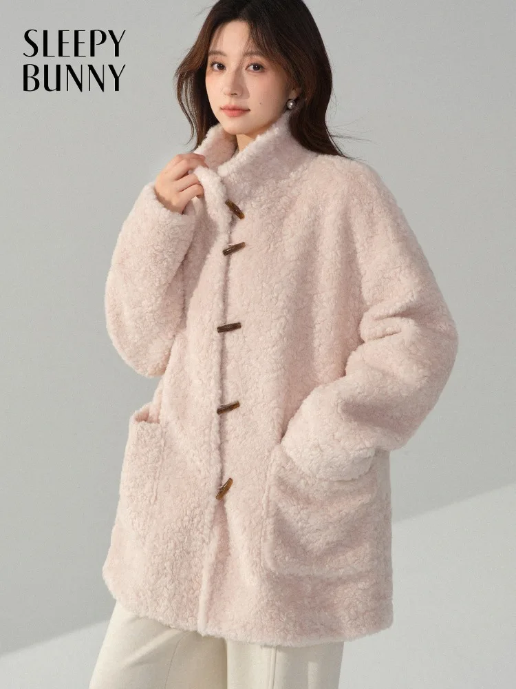 

Уютное флисовое пальто для женщин, зимняя теплая толстая куртка, свободная длинная плюшевая верхняя одежда с воротником-стойкой для женщин, повседневный многослойный стиль