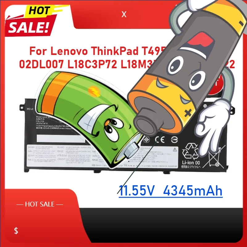 

L18L3P73 L18M3P73 Laptop Battery For Lenovo ThinkPad T495 T490 P43S 02DL007 L18C3P72 L18M3P74 SB10T83122 Laptop Parts