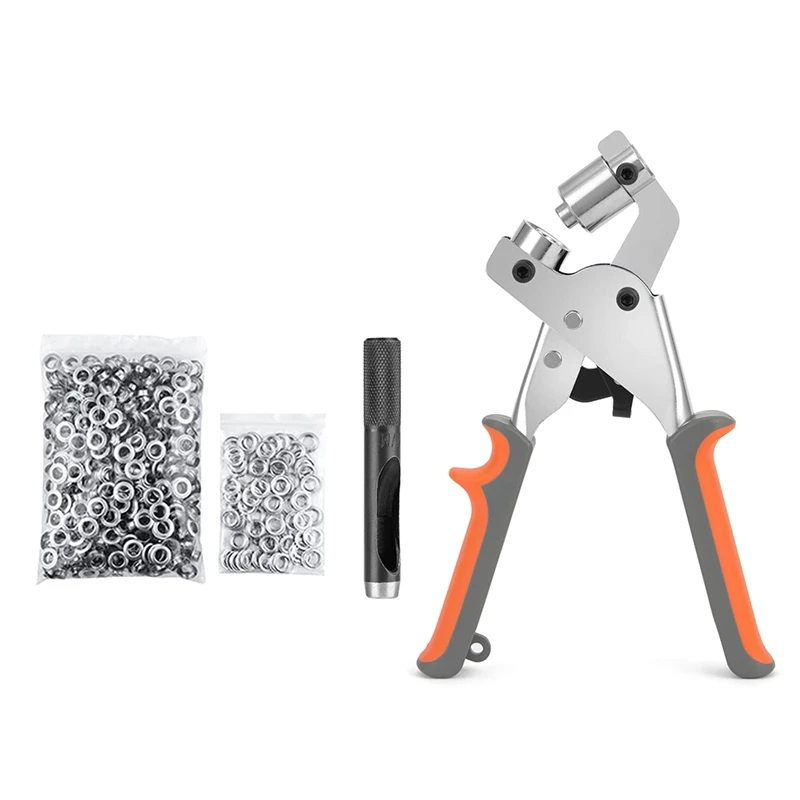 

Grommet Tool Kit Manual Grommet Machine As Shown Handheld Portable For Fabric Paper With 500Pcs 3/8 Inch(10Mm) Silver